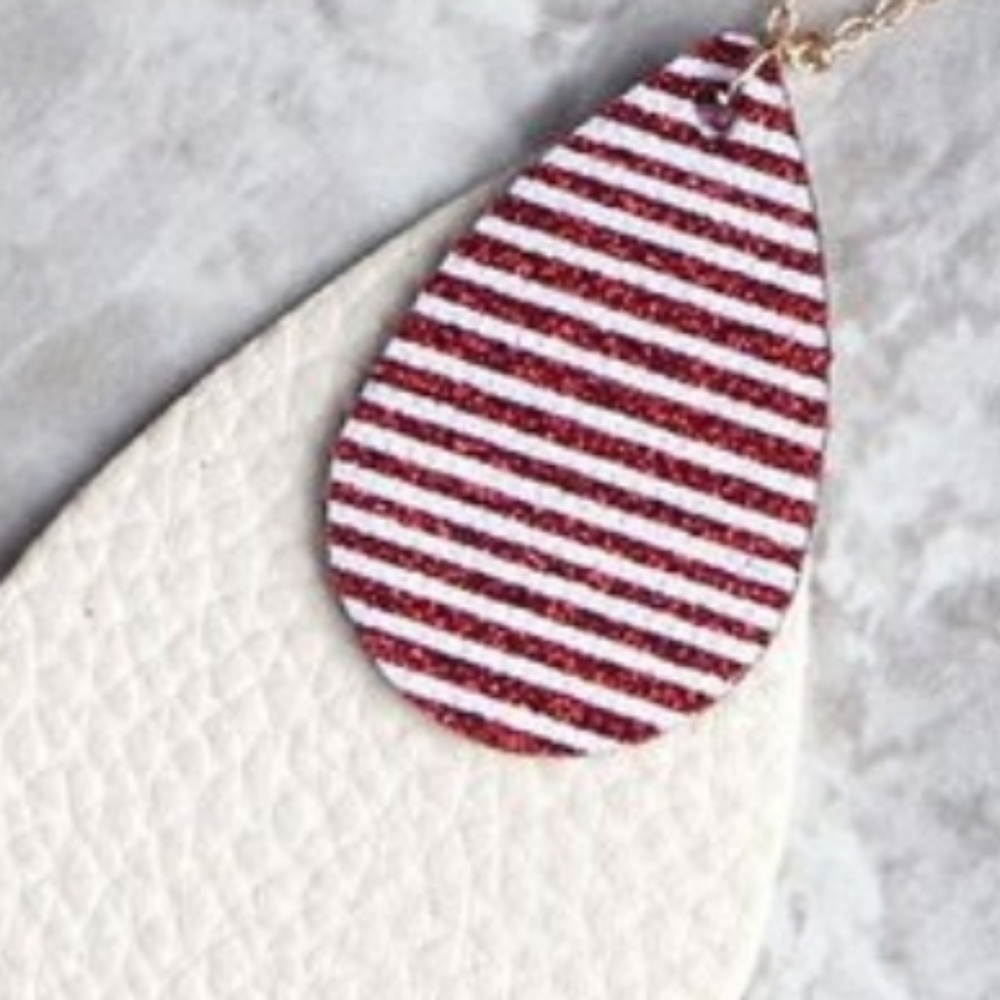 Glitter Stripe Double Drop Necklace - Picture 3 of 4
